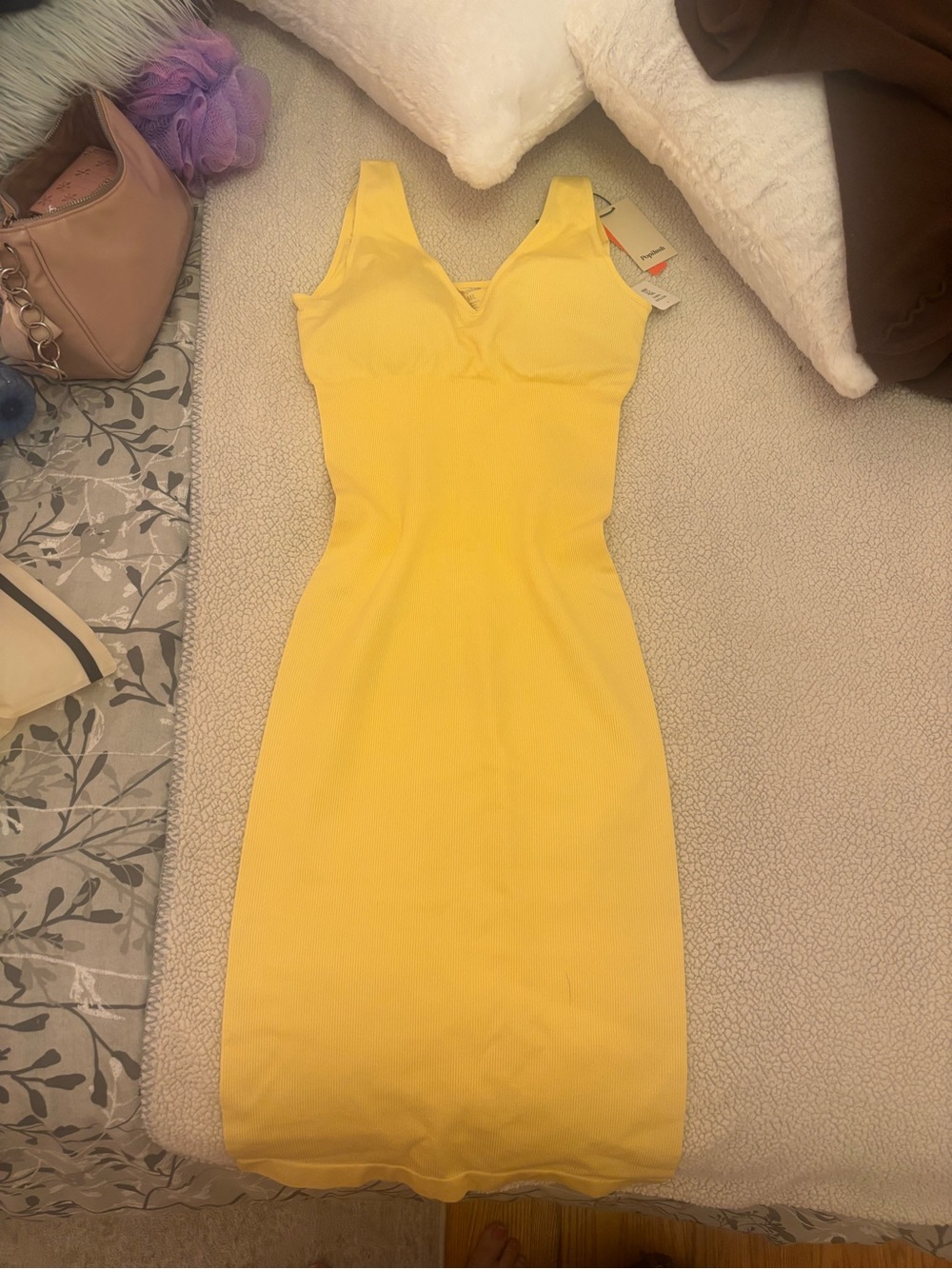 Yellow Popilush V-Neck Bodycon Dress